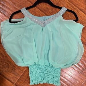 Elegant Aqua Off-Shoulder Women's Top